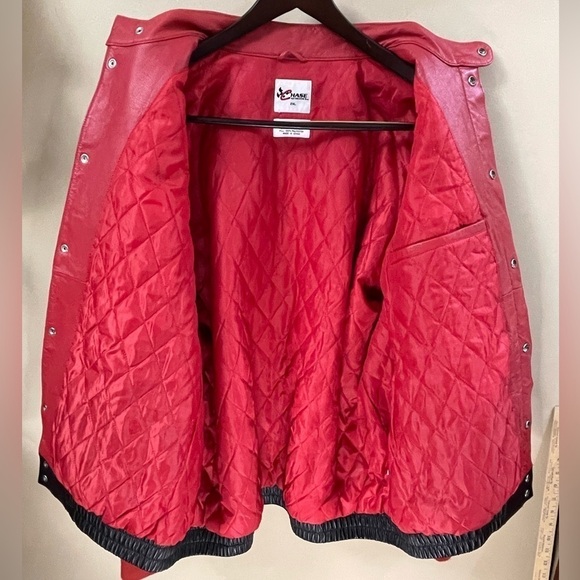 VTG CHASE × DALE JR Size 2XL Leather Red Nascar Bomber Jacket Insulated Race - Picture 5 of 16